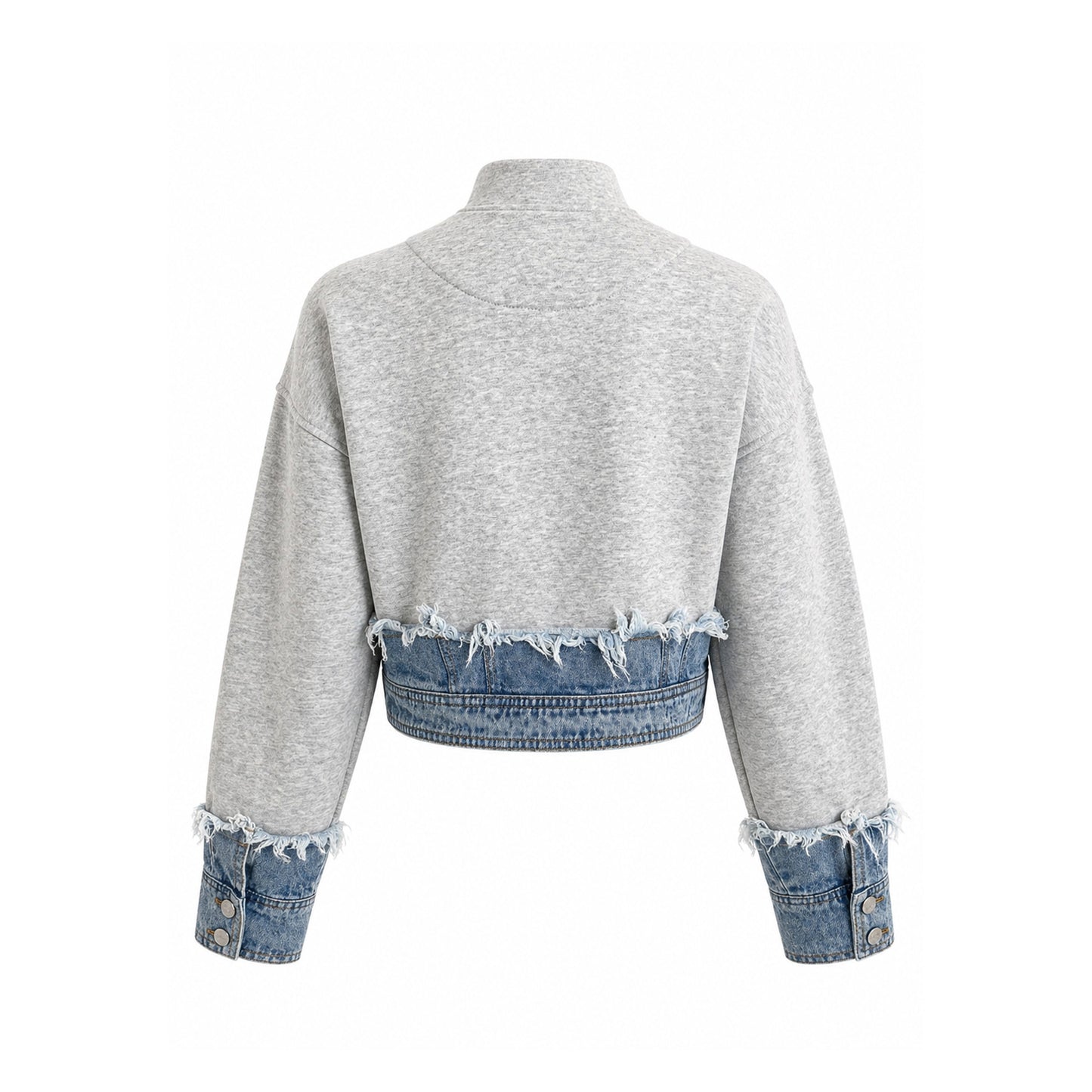 Bomber Jacket with Frayed Denim Hem