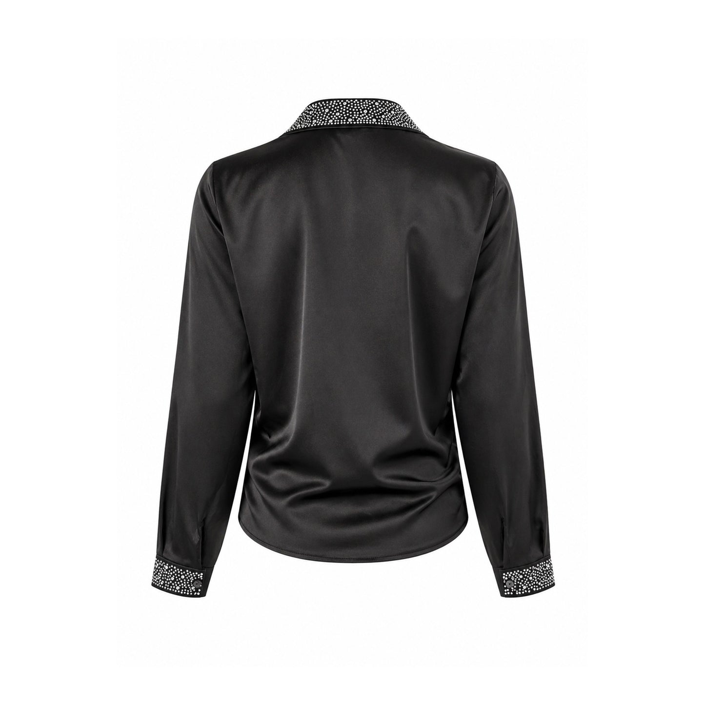 Satin-look Blouse with Rhinestone Details