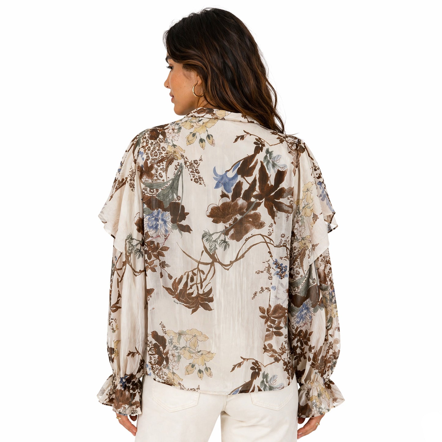 Floral Lightweight Ruffle Blouse