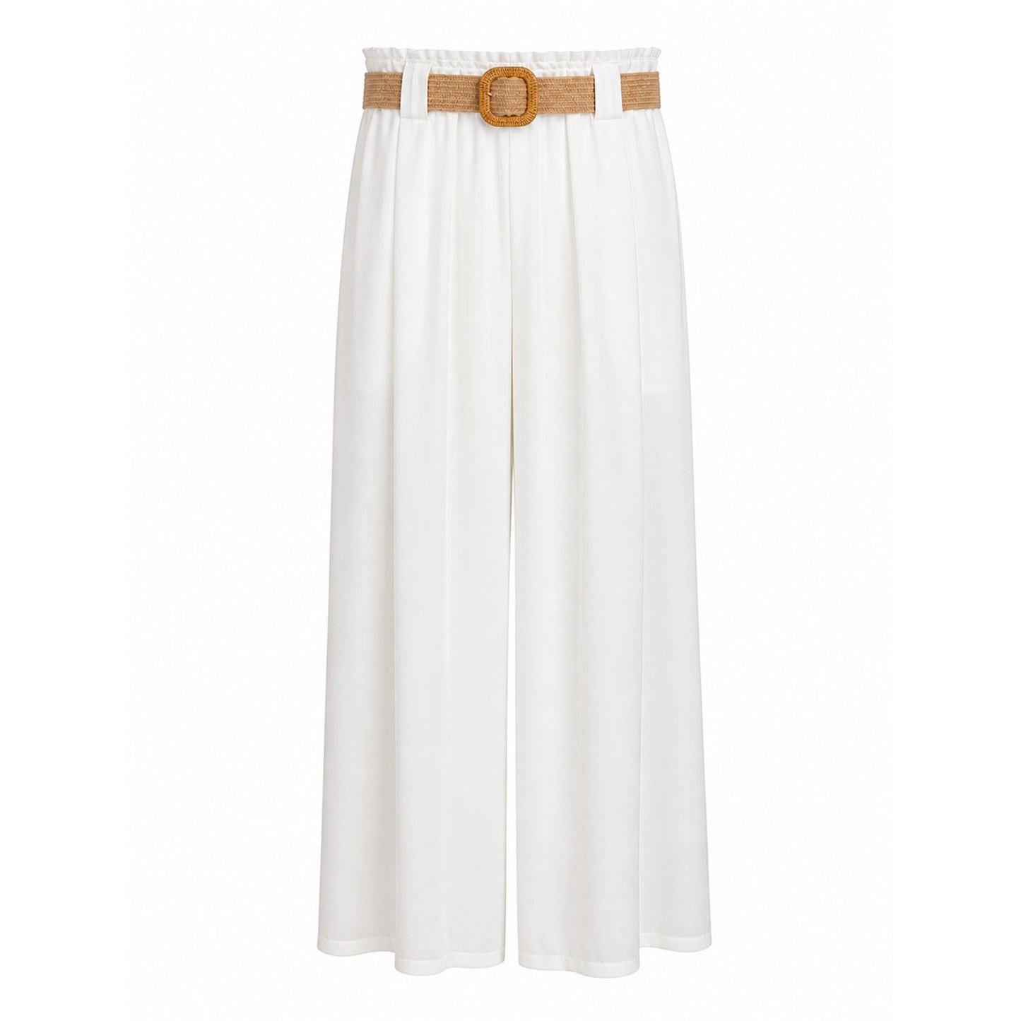Wide-Leg Pants with Woven Belt