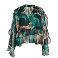 Sheer Printed Ruffle Blouse