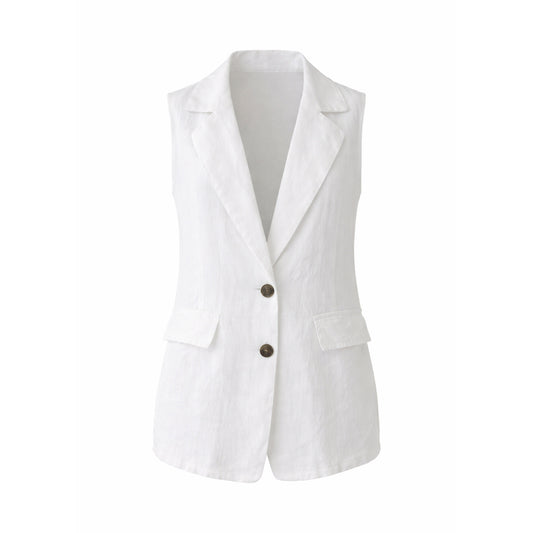 Linen Sleeveless Vest – Relaxed Fit Blazer Style