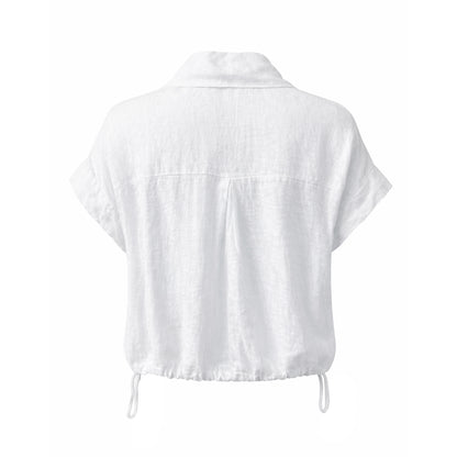 Linen Cropped Button-Up Shirt – Relaxed Fit
