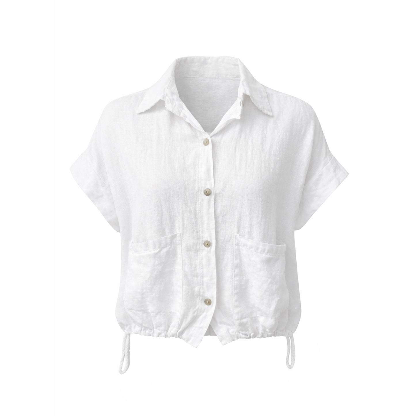 Linen Cropped Button-Up Shirt – Relaxed Fit