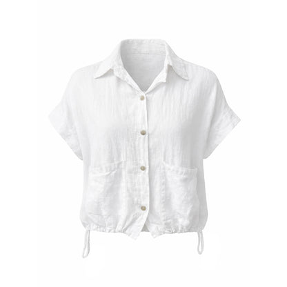 Linen Cropped Button-Up Shirt – Relaxed Fit