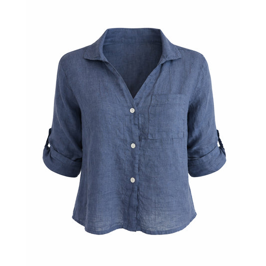 Linen Relaxed Fit Button-Up Shirt
