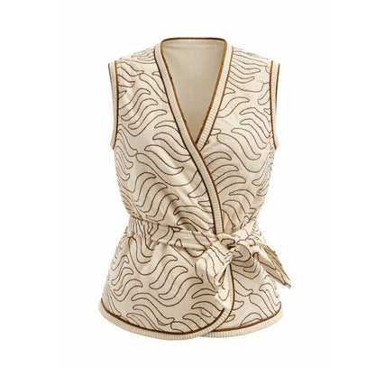 Quilted Wrap Vest with Belt