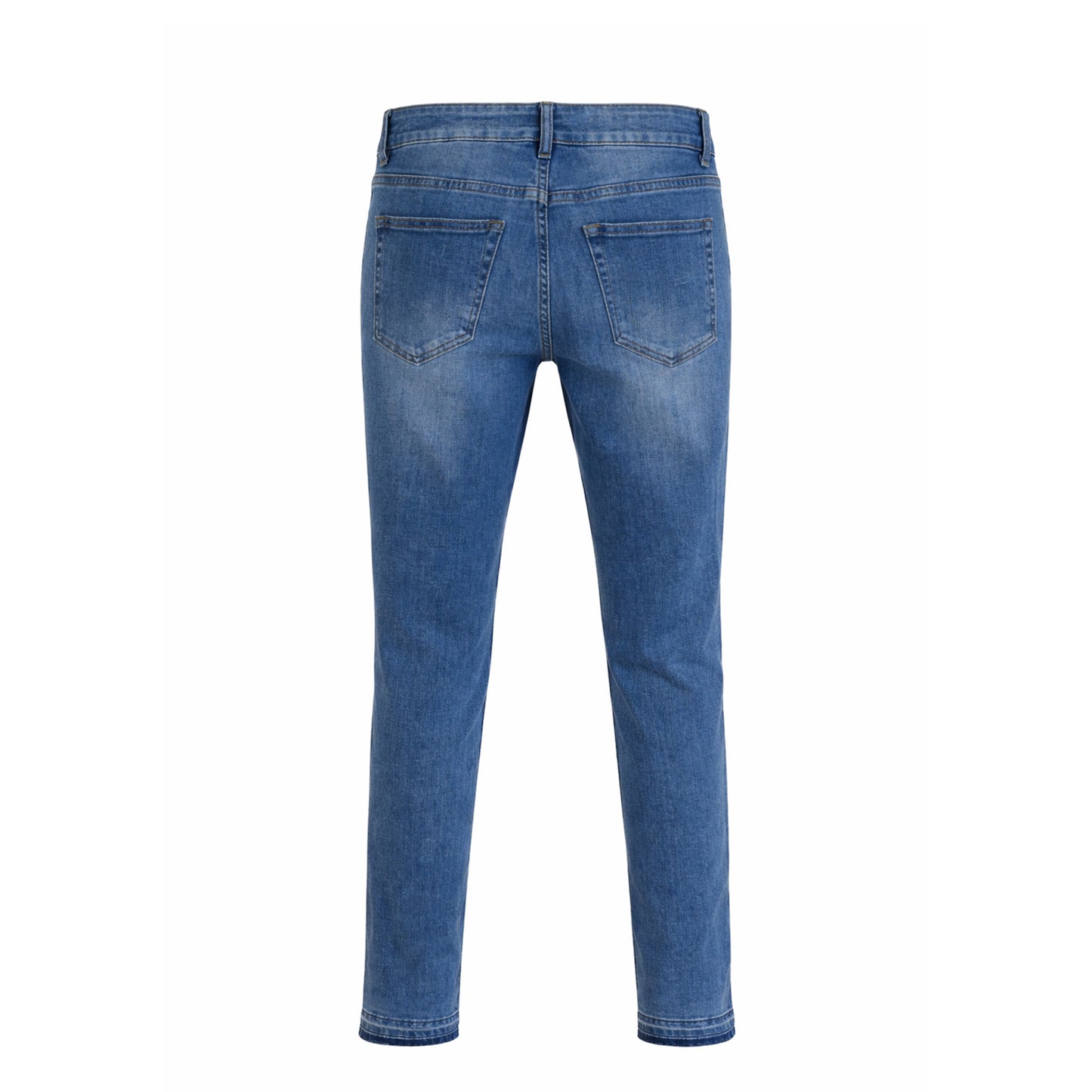 Mid Rise Skinny Jeans – Light Wash Distressed Denim