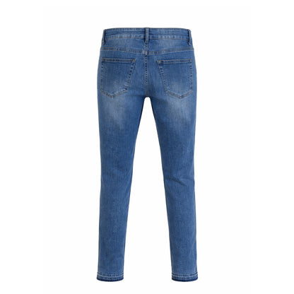 Mid Rise Skinny Jeans – Light Wash Distressed Denim