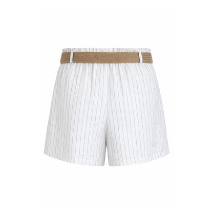 Striped Linen Shorts with Belt