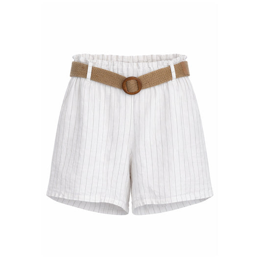 Striped Linen Shorts with Belt