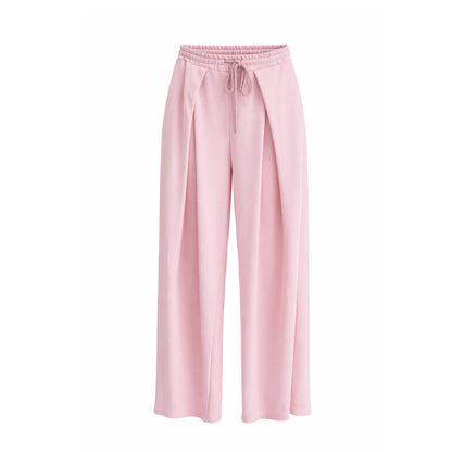Pleated Wide-Leg Lounge Pants