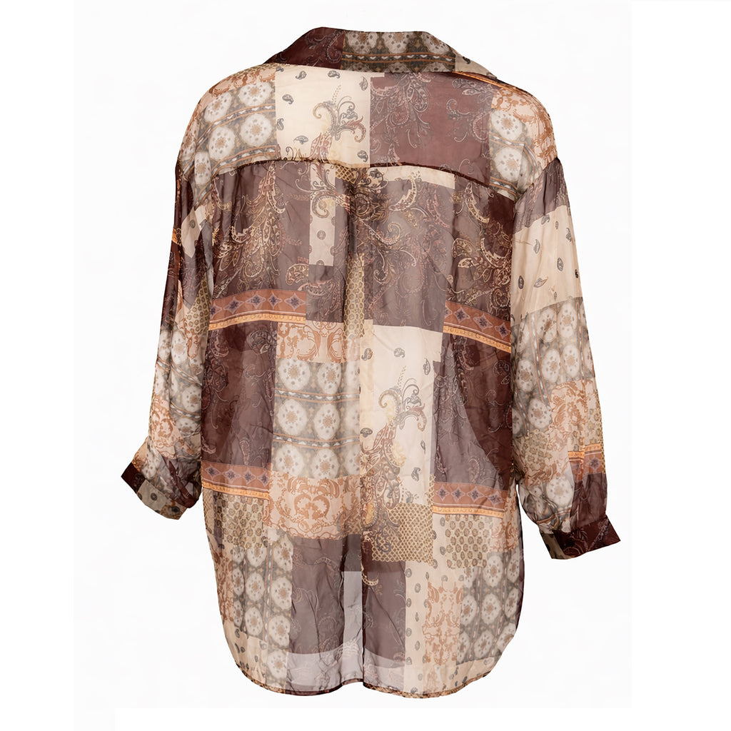 Sheer Printed Longline Blouse