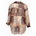 Sheer Printed Longline Blouse
