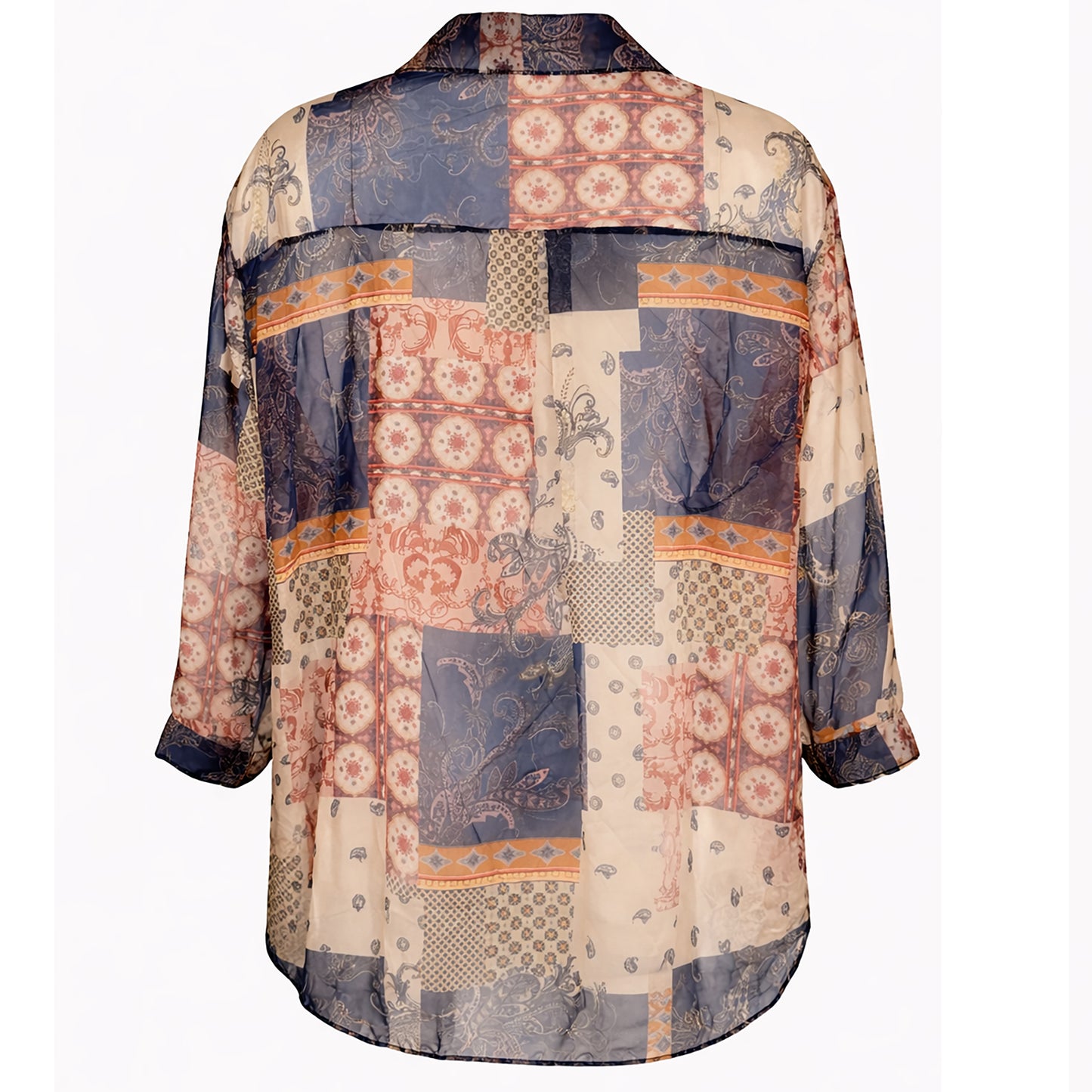 Sheer Printed Longline Blouse