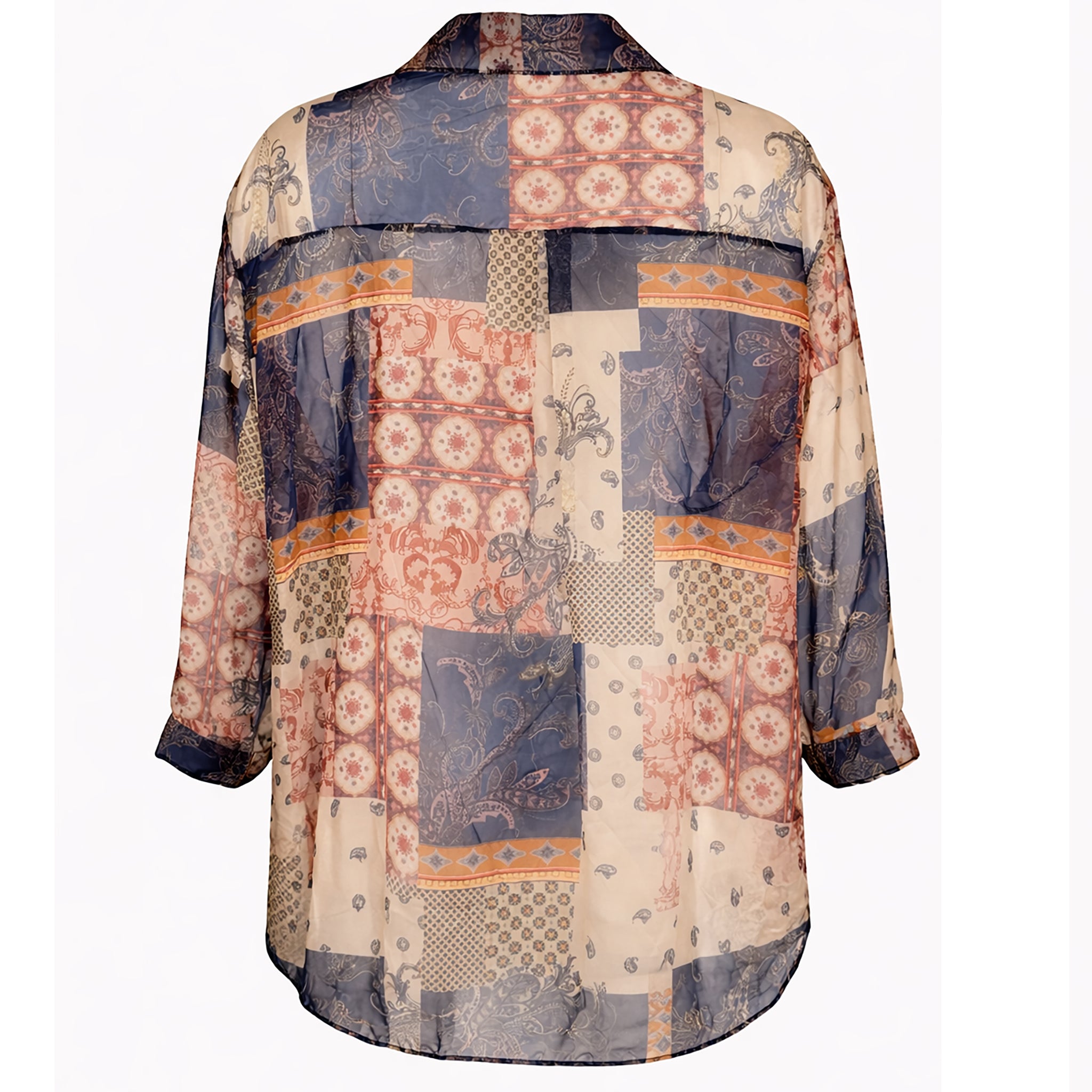 Sheer Printed Longline Blouse