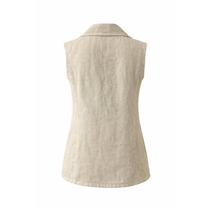Linen Sleeveless Vest – Relaxed Fit Blazer Style