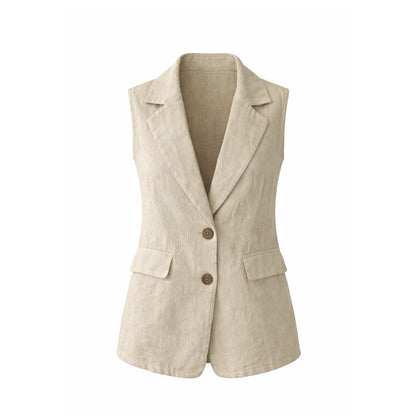 Linen Sleeveless Vest – Relaxed Fit Blazer Style