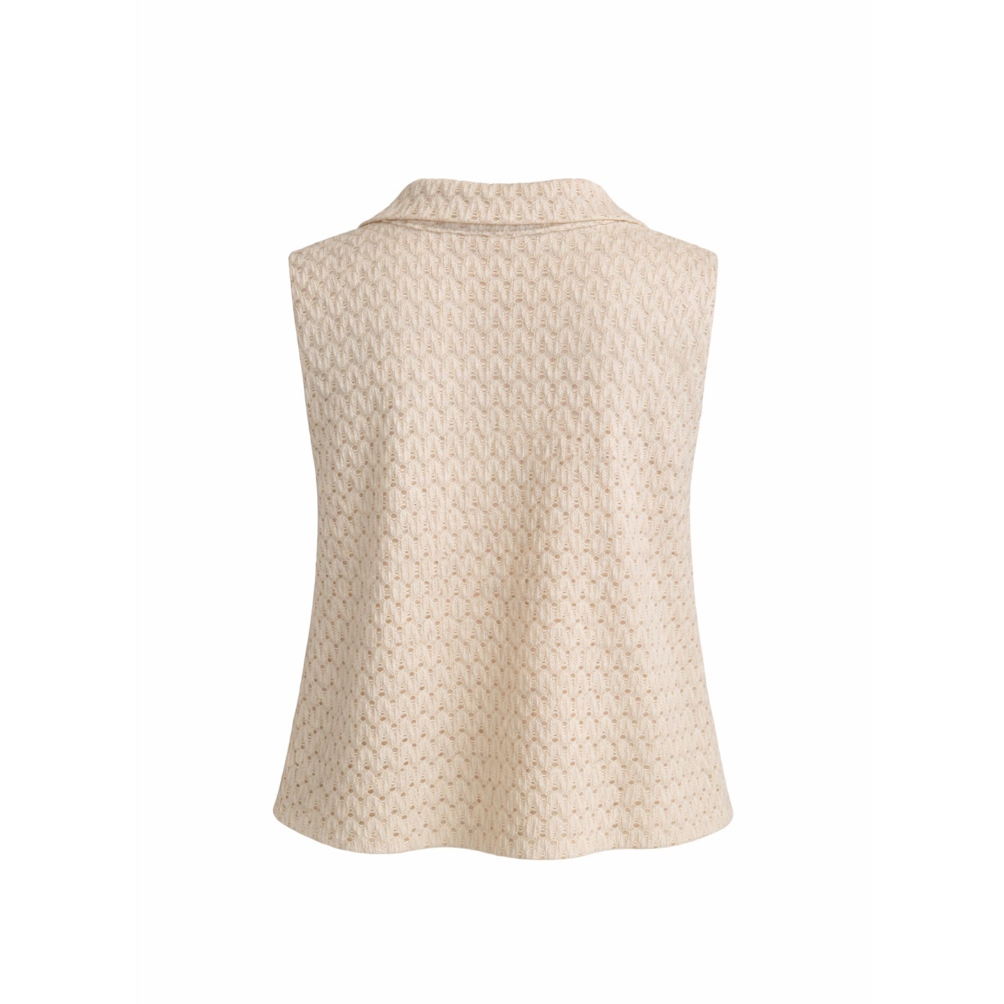 Sleeveless Textured Polo Top