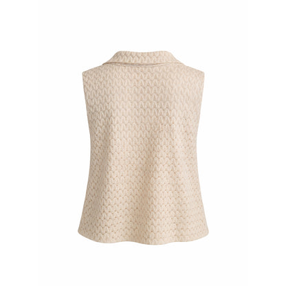 Sleeveless Textured Polo Top