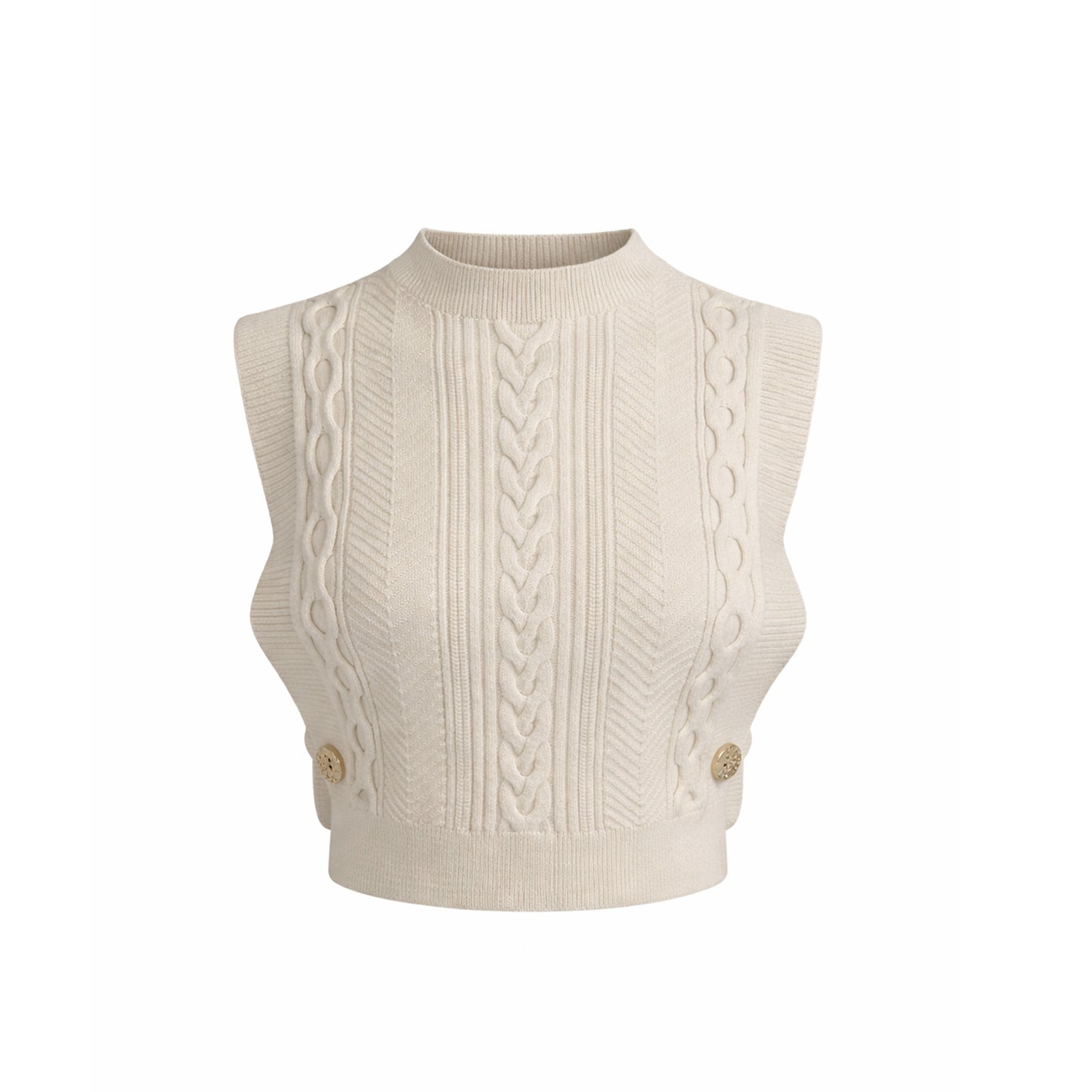Cable Knit Sleeveless Crop Top