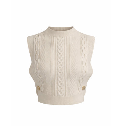 Cable Knit Sleeveless Crop Top