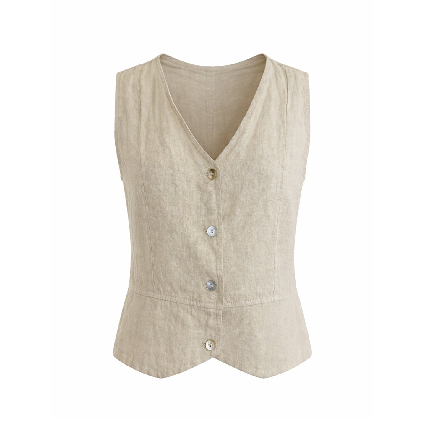 Linen Button Vest Top