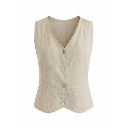 Linen Button Vest Top