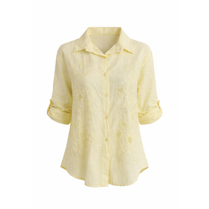 Embroidered Button-Up Blouse
