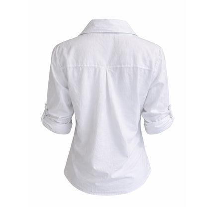 Embroidered Button-Up Blouse