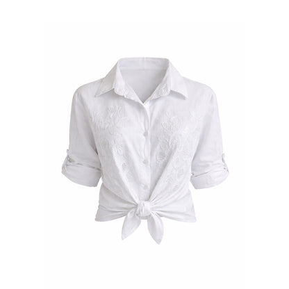 Embroidered Button-Up Blouse