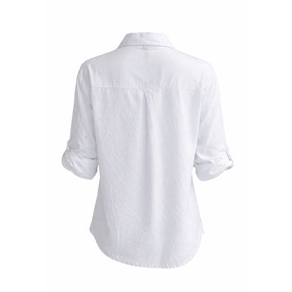 Embroidered Shimmer Floral Button-Up Blouse