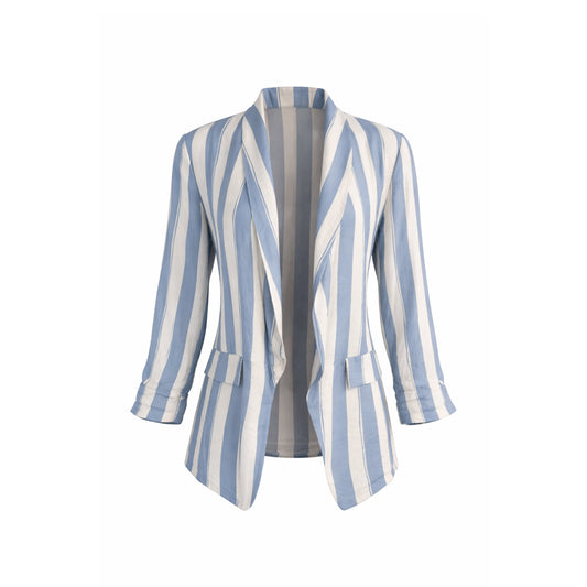 Striped Open-Front Blazer
