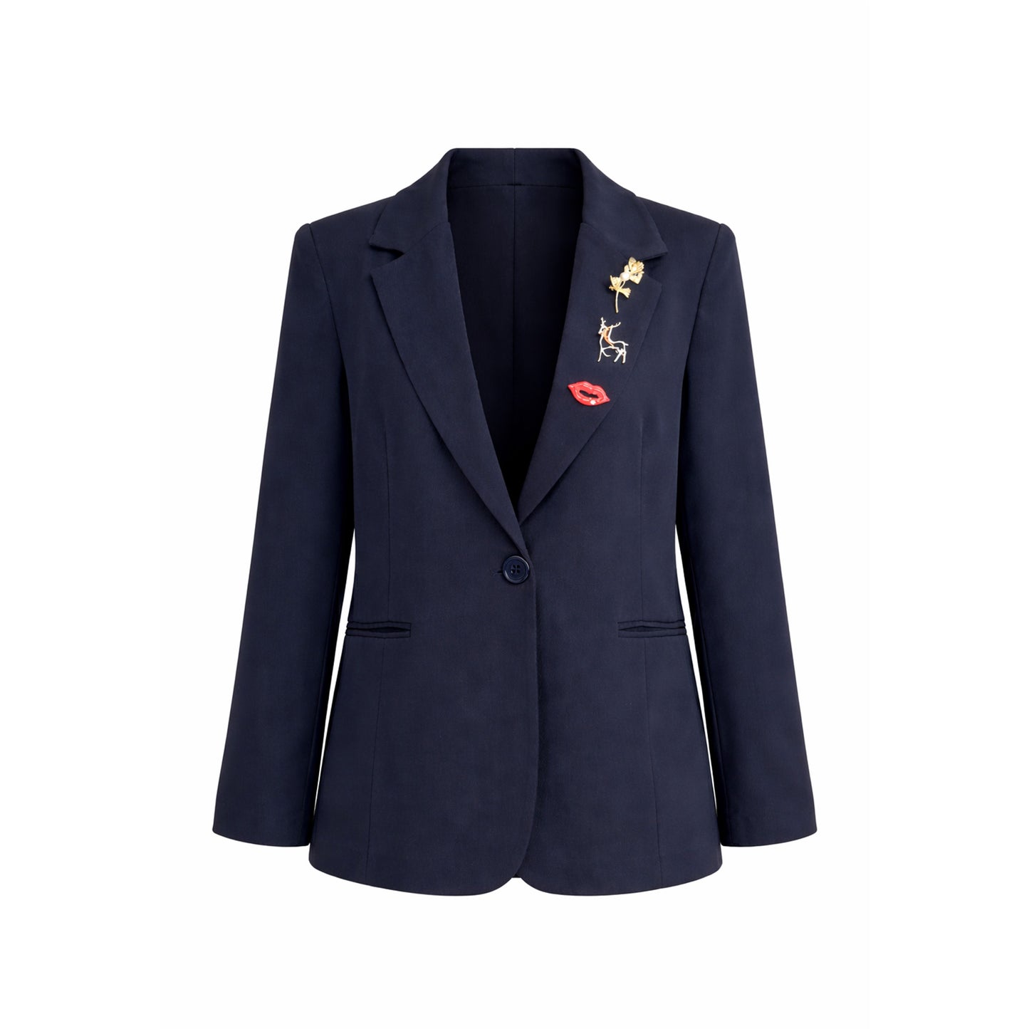 Straight Fit Blazer with Decorative Pins