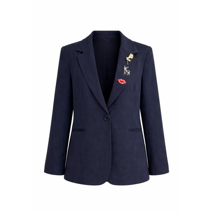 Straight Fit Blazer with Decorative Pins