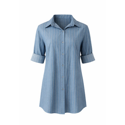 Pinstripe Button-Down Shirt – Relaxed Fit