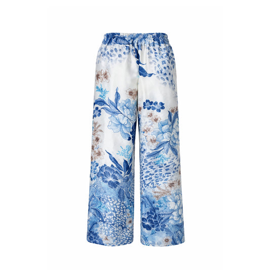 Floral Satin-Look Pants
