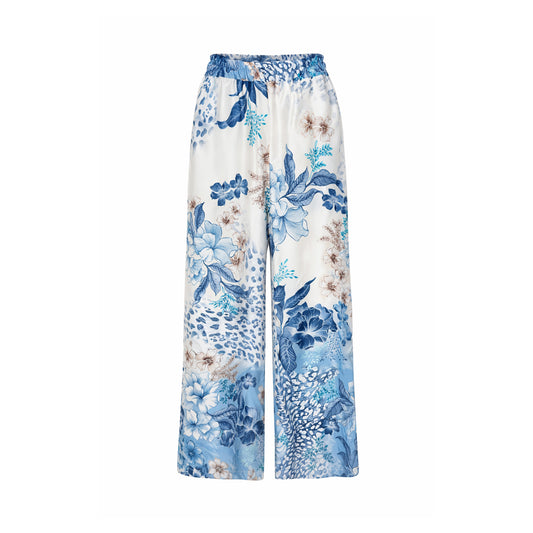 Floral Satin-Look Pants