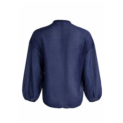 Ruffle Sheer Blouse – Lightweight Button Front