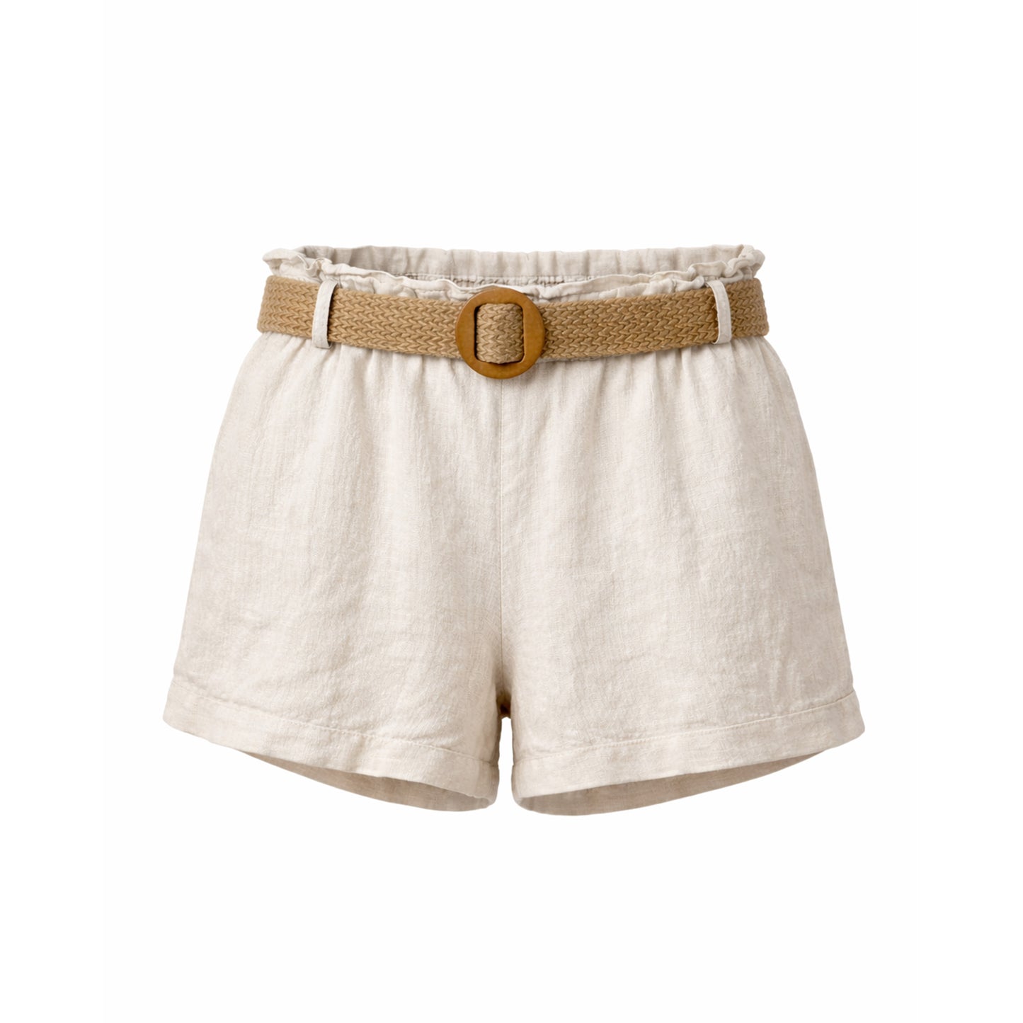 Linen Shorts with Woven Belt