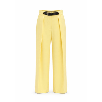 Pleated High-Waist Pants with Belt