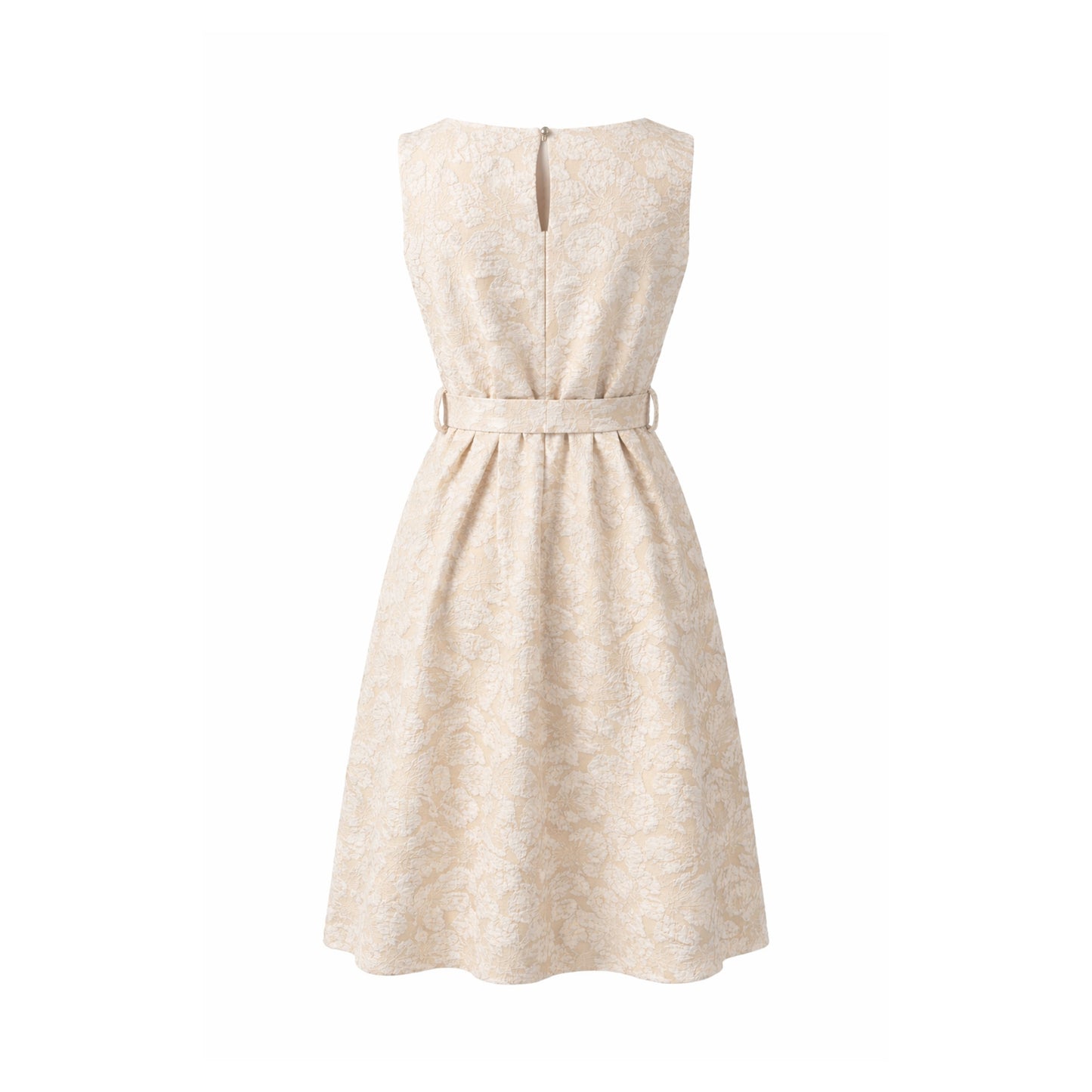 Floral Lace Belted A-Line Dress