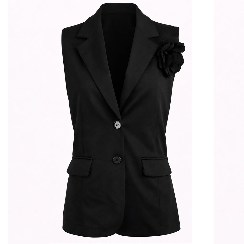 Tailored Vest with Floral Detail