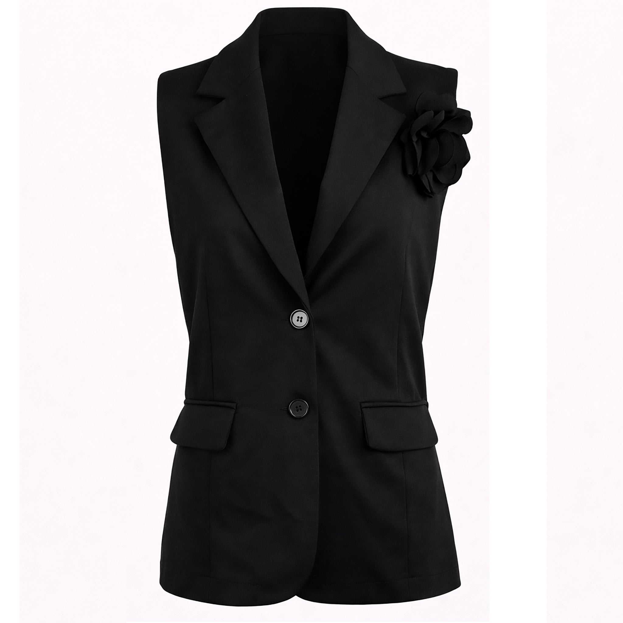 Tailored Vest with Floral Detail