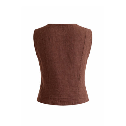 Linen Button Vest Top