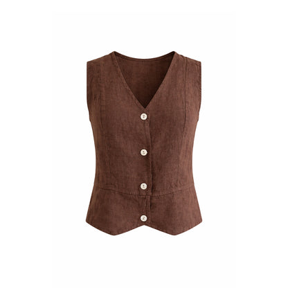 Linen Button Vest Top