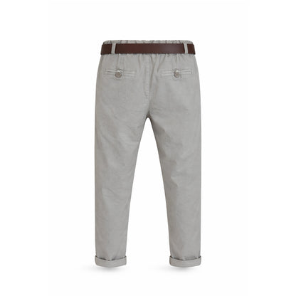 Belted Tapered Cotton Pants