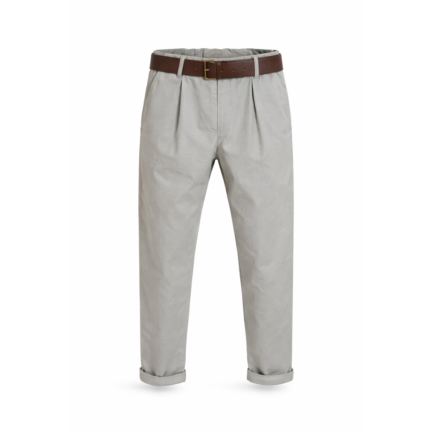 Belted Tapered Cotton Pants
