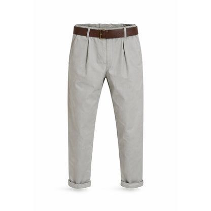 Belted Tapered Cotton Pants