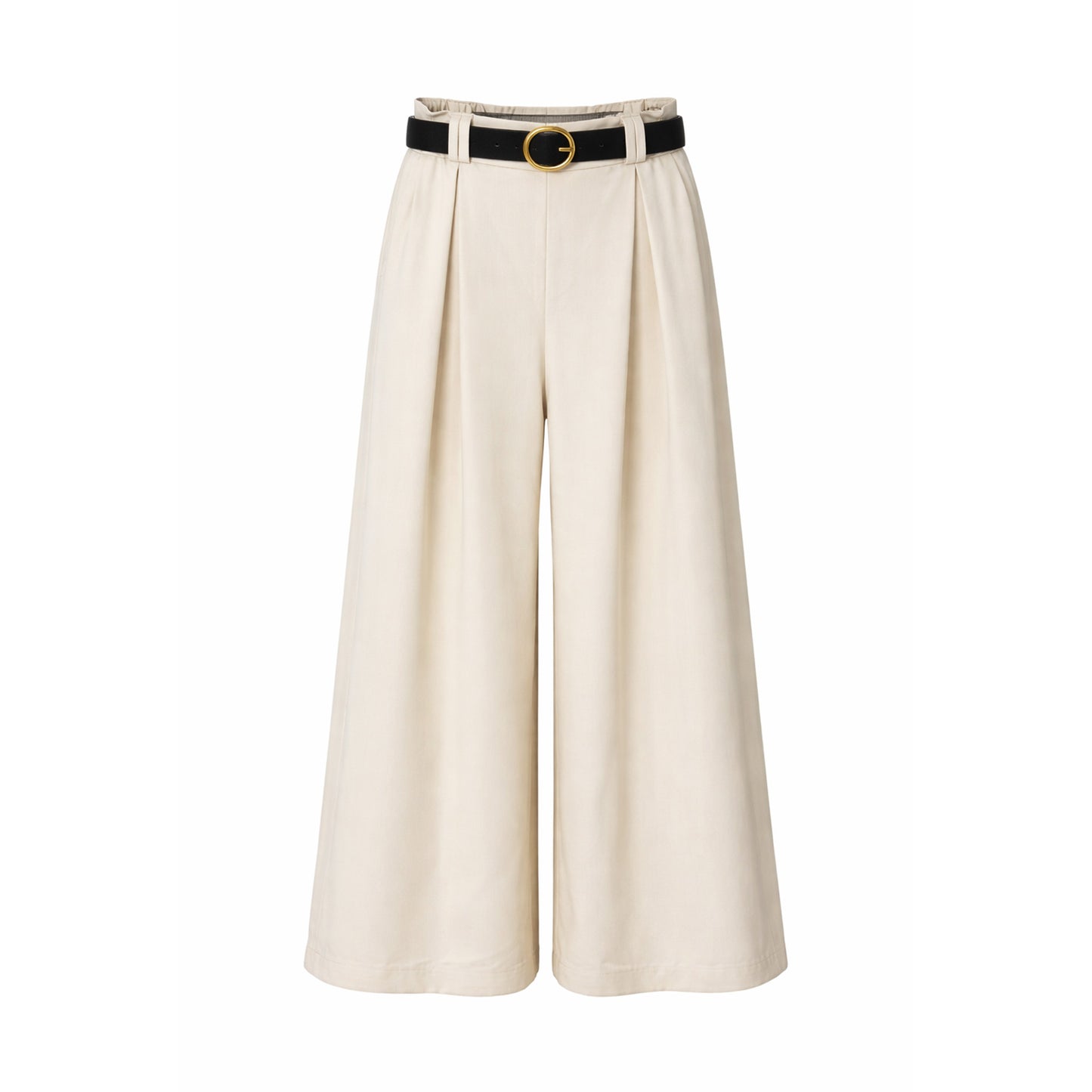 Wide-Leg Culotte Pants with Belt